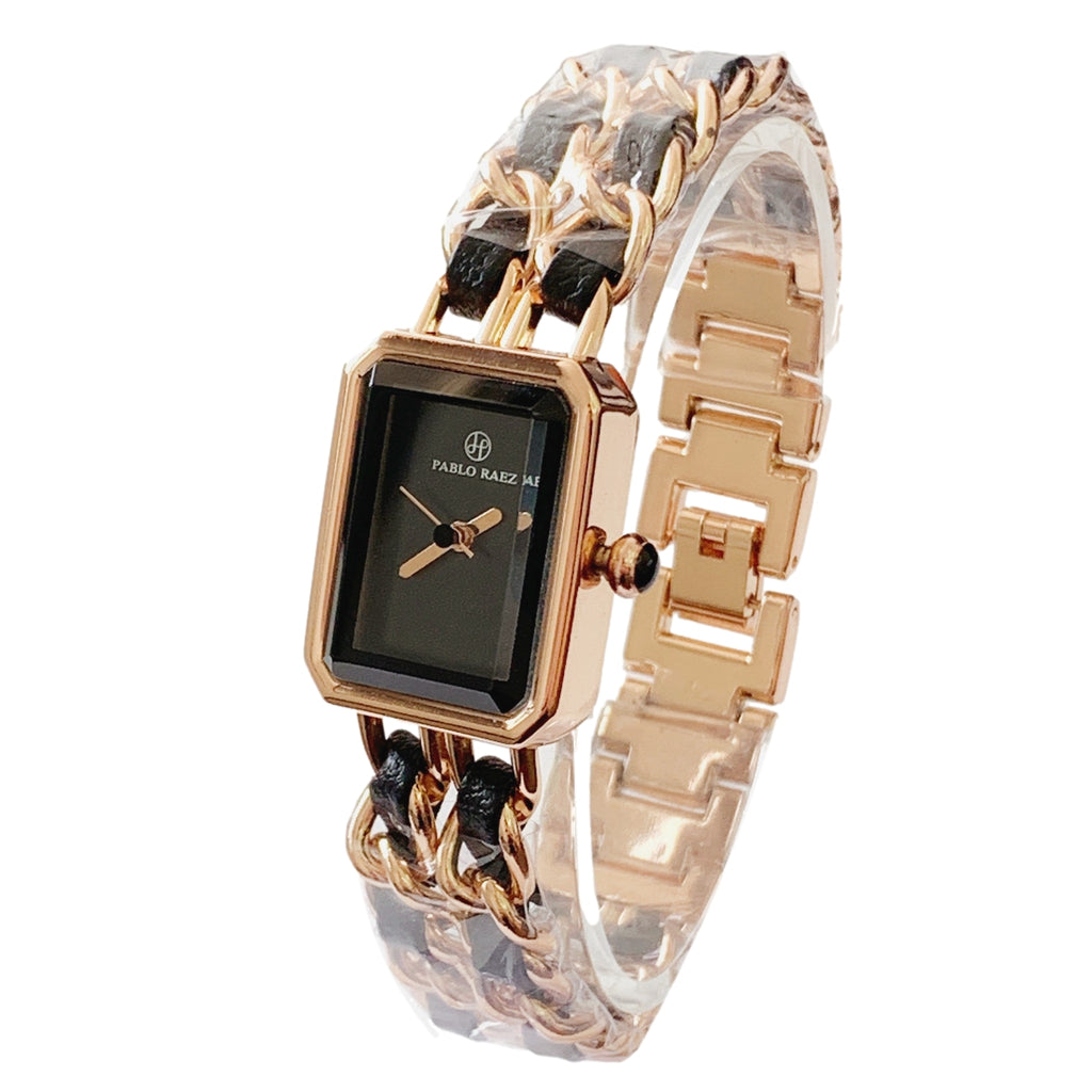 PABLO RAEZ Hot Seasons Women Luxury Pure Black Square Dial Bracelet Watches Set Lady Quartz Wristwatch Female wristwatch High Quality