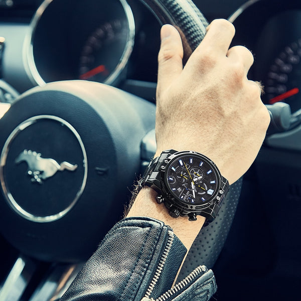 MEGIR Official Mens Wristwatches Top Brand Luxury Big Dial Quartz Wrist Wristwatch Men Stainless Steel  Montre Homme-kopara2trade.myshopify.com-