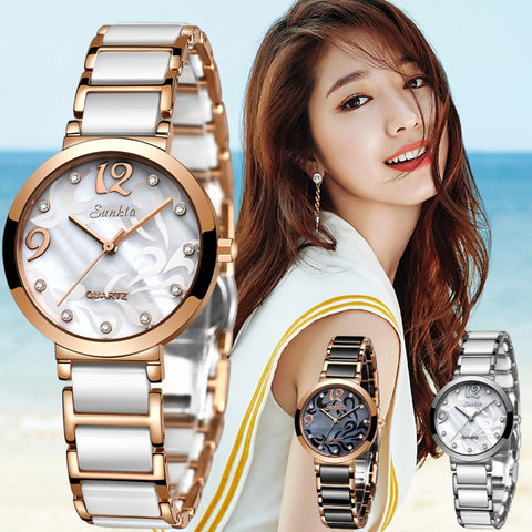 Sunkta Women Watches Top Brand Luxury Ceramic Waterproof Watch Women Casual Fashion  Quartz Ladie Watch Reloj Mujer-kopara2trade.myshopify.com-