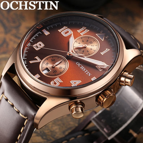 OCHSTIN Man Wristwatch Top Luxury Brand Chronograph Calendar Sport Male Military Army Genuine Leather Men Quartz Wristwatch 043-kopara2trade.myshopify.com-