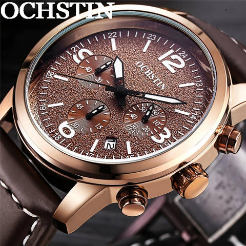 OCHSTIN Man Wristwatch Top Luxury Brand Chronograph Calendar Genuine Leather Men Quartz Wristwatch Military Army Sport Male  047-kopara2trade.myshopify.com-