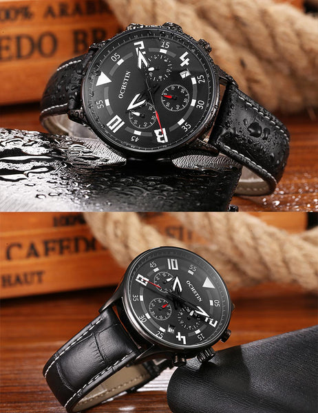 OCHSTIN Top Luxury Brand Chronograph Man Wristwatch Calendar Genuine Leather Men Quartz Wristwatch Military Army Sport Male  050-kopara2trade.myshopify.com-