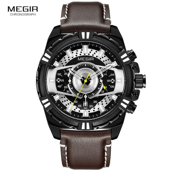 MEGIR Men's Quartz Wristwatches  New Luxury Top Brand Chronograph Military Sport Leather Wristwatch Man Relogios 2118 Rose-kopara2trade.myshopify.com-