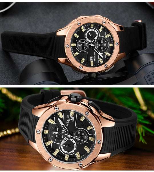 MEGIR Men Sport Wristwatch Chronograph Silicone Strap Quartz Army Military Wristwatches Men Top Brand Luxury Male-kopara2trade.myshopify.com-