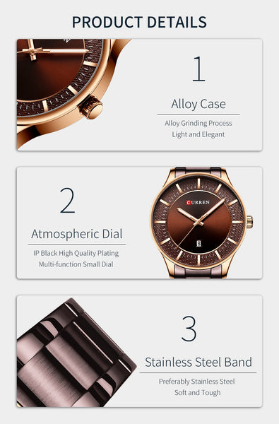 Top Luxury Brand Curren Mens Wristwatches New Fashion Quartz Men's Wristwatch Business Waterproof Wristwatch Male-kopara2trade.myshopify.com-