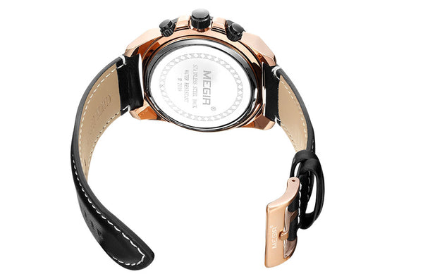 MEGIR Men's Quartz Wristwatches  New Luxury Top Brand Chronograph Military Sport Leather Wristwatch Man Relogios 2118 Rose-kopara2trade.myshopify.com-