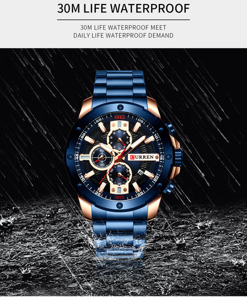 CURREN New Quartz Luminous Man Wristwatch Fashion Sport Stainless Steel Wristwatches 3ATM Waterproof Wristwatch Chronograph Wristwatches-kopara2trade.myshopify.com-