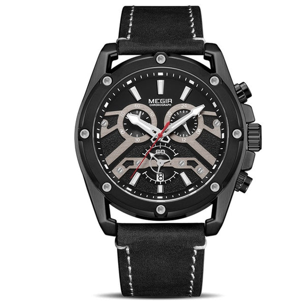 MEGIR Official Quartz Men Wristwatches Fashion Genuine Leather Chronograph Military Wristwatch  Men  Erkek Kol Saati-kopara2trade.myshopify.com-