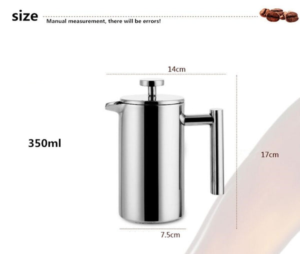 Hot selling 1000ml Stainless steel 304 double layer french