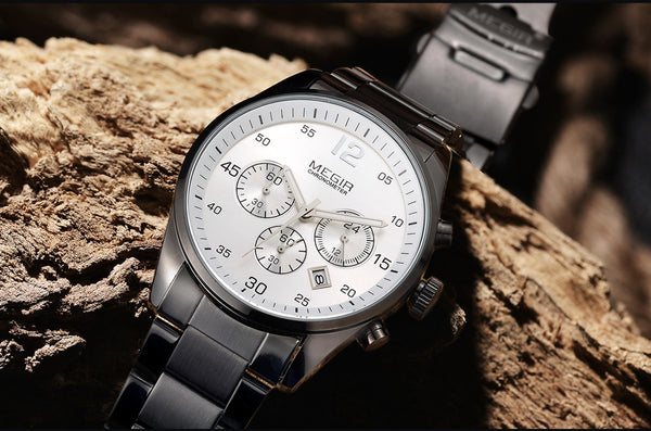 MEGIR Top Brand Men Wristwatch Fashion Chronograph Military Quartz Wristwatches Stainless Steel Business Wrist Wristwatch-kopara2trade.myshopify.com-