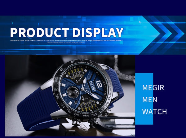 MEGIR Men Wristwatches Silicone Sport Chronograph Quartz Military Wristwatch Luxury Brand Zegarek Meski Erkek Kol Saati-kopara2trade.myshopify.com-