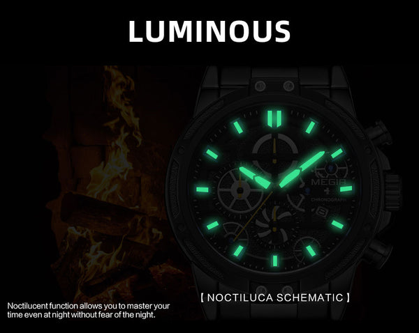 MEGIR  Men's Business Quartz Wristwatches Army Sports Chronograph Wristwatch Man Top Brand Luxury Relogios Masculinos 2108 Black-kopara2trade.myshopify.com-