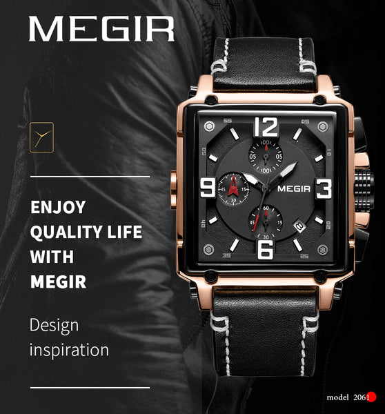 MEGIR Creative Men Wristwatch Top Brand Luxury Chronograph Quartz Wristwatches Men Leather Sport Army Military Wrist Wristwatches Saat-kopara2trade.myshopify.com-