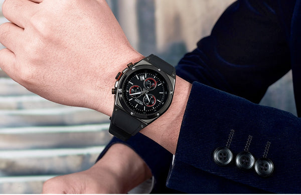 Megir Men Black Silicone Sports Quartz Wrist Wristwatches Luminous Relojios Relojes Waterproof Chronograph Montres Q2073G-BK-1-kopara2trade.myshopify.com-