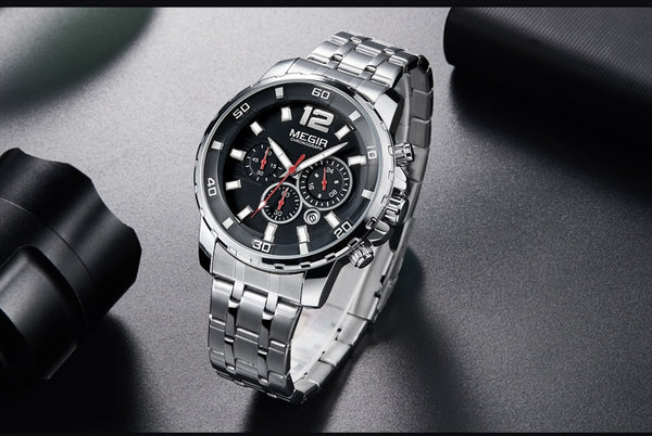 MEGIR Luxury Business Wrist Wristwatch Men Brand Stainless Steel Chronograph Quartz Mens Wristwatches Hour Time-kopara2trade.myshopify.com-