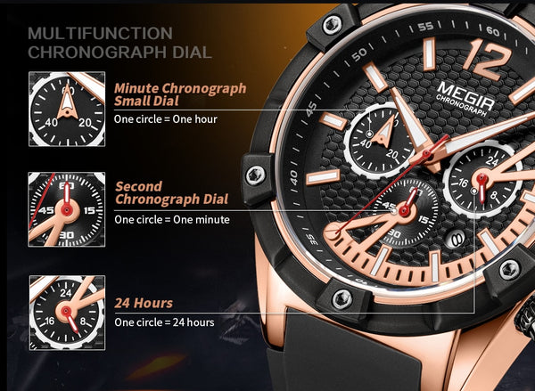 Mens Wristwatches Top Brand Luxury MEGIR Chronograph Silicone Sport Wristwatch Time Waterproof Men's Military Quartz Wrist Wristwatch Men-kopara2trade.myshopify.com-