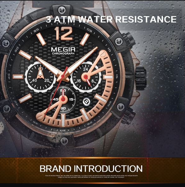 Mens Wristwatches Top Brand Luxury MEGIR Chronograph Silicone Sport Wristwatch Time Waterproof Men's Military Quartz Wrist Wristwatch Men-kopara2trade.myshopify.com-