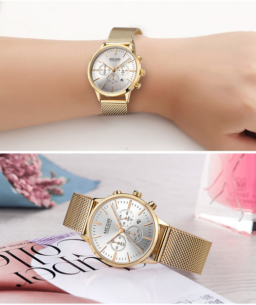 MEGIR Fashion Rose Gold Women Wristwatch Luxury Brand Quartz Wrist Wristwatch Ladies Casual Bracelet Wristwatches Sporto Clock-kopara2trade.myshopify.com-