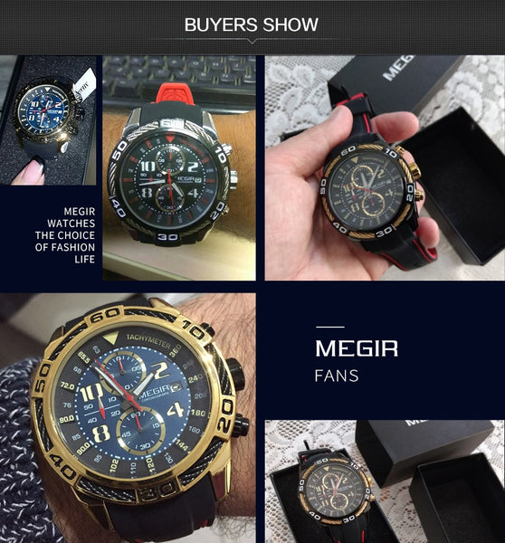 MEGIR Chronograph Sport Men Wristwatch Creative Silicone Army Military Wrist Wristwatches  Men  Quartz Wristwatch Hour-kopara2trade.myshopify.com-