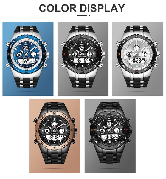 GOLDENHOUR Men Sport Watches Analog Digital Dual Display Man Fashion Outdoor Military Black Rubber Wristwatch Luminous-kopara2trade.myshopify.com-