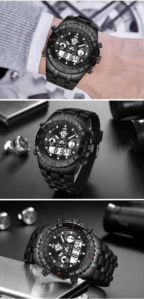 GOLDENHOUR Men Sport Watches Analog Digital Dual Display Man Fashion Outdoor Military Black Rubber Wristwatch Luminous-kopara2trade.myshopify.com-