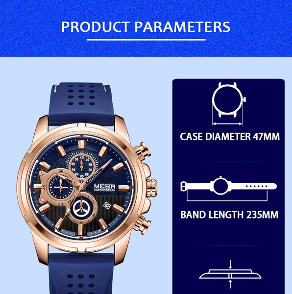 Mens Wristwatches Top Brand Luxury MEGIR Silicone Military Sport Wristwatch Chronograph Stopwatch  Reloj Hombre  Men-kopara2trade.myshopify.com-