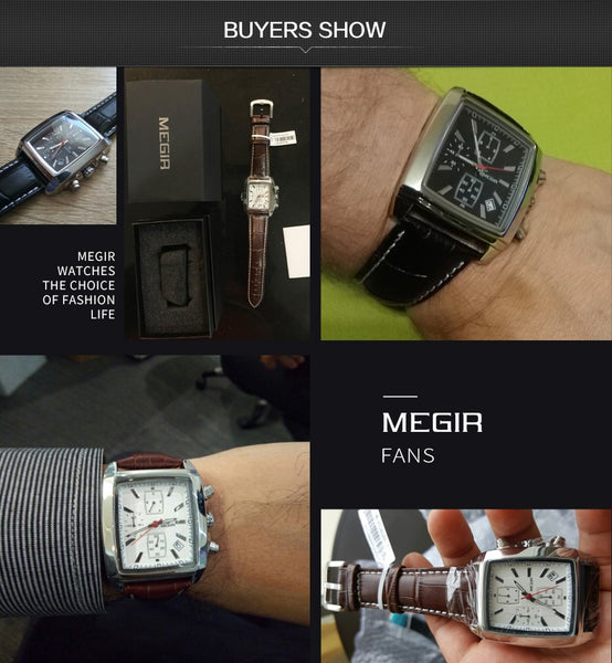 MEGIR Official Quartz Men Wristwatch Genuine Leather Wristwatches  Men Chronograph Wristwatch  for Man Male Students 2028-kopara2trade.myshopify.com-