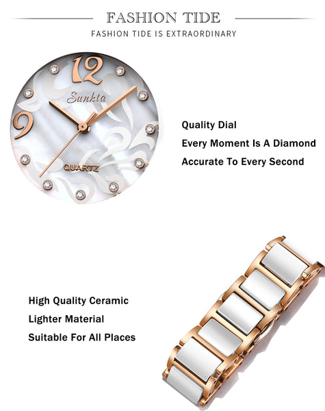 Sunkta Women Watches Top Brand Luxury Ceramic Waterproof Watch Women Casual Fashion  Quartz Ladie Watch Reloj Mujer-kopara2trade.myshopify.com-