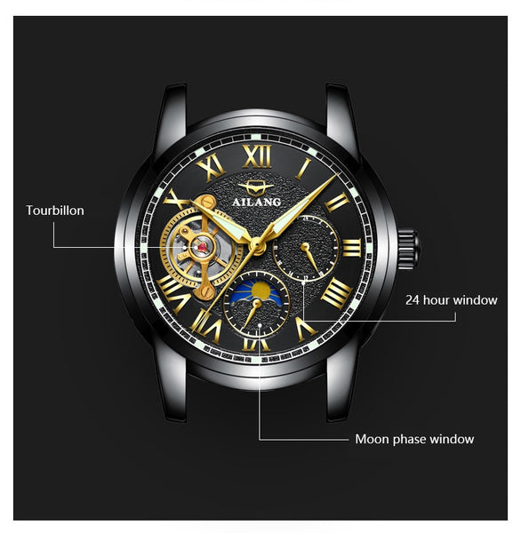 AILANG  new men's mechanical  watch tourbillon automatic steel waterproof luminous trend sports watch Moon phase-kopara2trade.myshopify.com-
