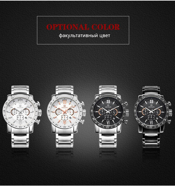MEGIR  Wristwatch Men Fashion Sport Quartz Mens Wristwatches Waterproof Full Steel Business Chronograph Date Male-kopara2trade.myshopify.com-
