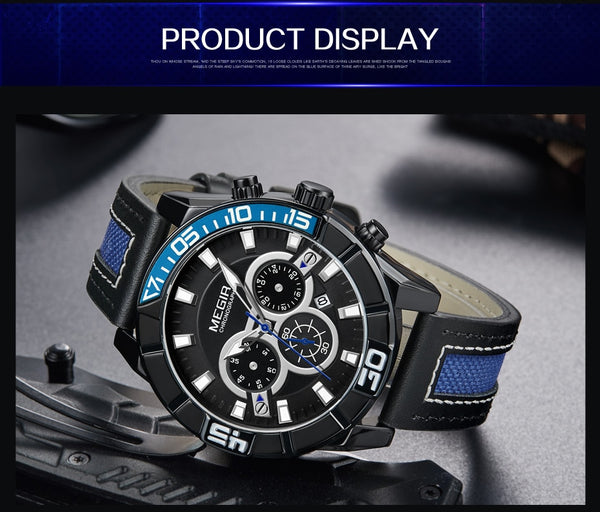 Creative MEGIR Chronograph Men Sport Wristwatch Fashion Army Military Quartz Wrist Wristwatches Men  2066 Saat-kopara2trade.myshopify.com-