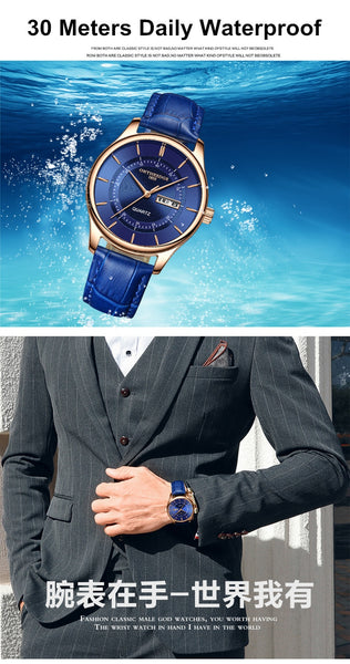 Dropshipping Men Women Watch Slim Rose Gold Wrist Watch Genuine Leather Band Day and Week Free Shipping Relogio Wristwatches-kopara2trade.myshopify.com-