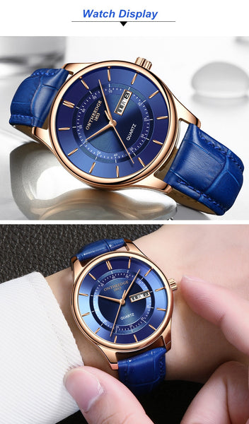 Dropshipping Men Women Watch Slim Rose Gold Wrist Watch Genuine Leather Band Day and Week Free Shipping Relogio Wristwatches-kopara2trade.myshopify.com-