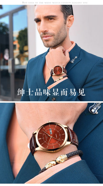 Dropshipping Men Women Watch Slim Rose Gold Wrist Watch Genuine Leather Band Day and Week Free Shipping Relogio Wristwatches-kopara2trade.myshopify.com-