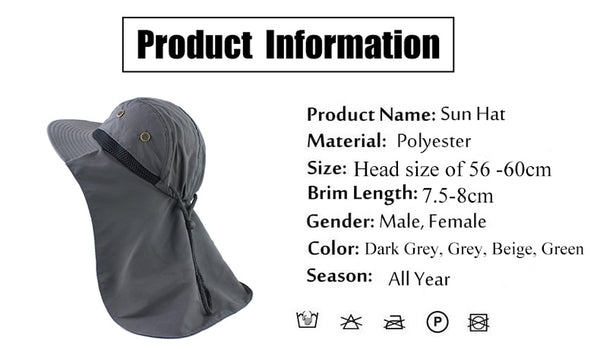 Summer Sun Hat Bucket Men Women Boonie Hat with Neck Flap Outdoor UV Protection Large Wide Brim Hiking Fishing Mesh Breathable-kopara2trade.myshopify.com-
