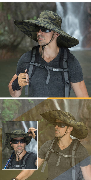 16cm Long Wide Brim Sun Hat Breathable Safari Hat Men Women Boonie Hat Summer UV Protection Cap Hiking Fishing Bucket Hat Beach-kopara2trade.myshopify.com-