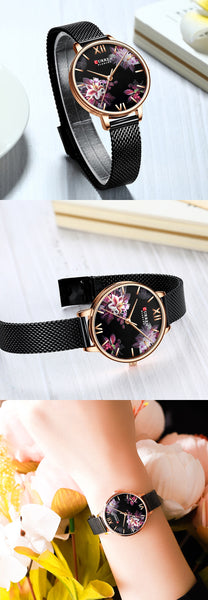 CURREN New Ladies Flower Watches Women Stainless Steel Bracelet Wristwatch Women's Fashion Quartz reloj mujer Casual-kopara2trade.myshopify.com-