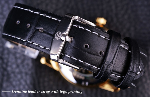 Forsining Hollow Engraving Skeleton Casual Designer Black Golden Case Gear Bezel Wristwatches Men Luxury Brand Automatic Wristwatches-kopara2trade.myshopify.com-Watch