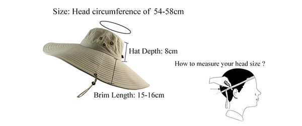 16cm Long Wide Brim Sun Hat Breathable Safari Hat Men Women Boonie Hat Summer UV Protection Cap Hiking Fishing Bucket Hat Beach-kopara2trade.myshopify.com-