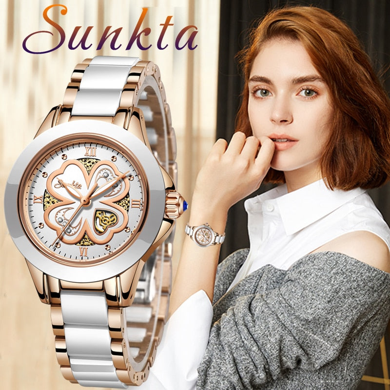 SUNKTA Quartz Women Watches Fashion Waterproof Watches Women Ceramic Bracelet Wristband Watch Girl-kopara2trade.myshopify.com-