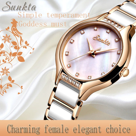 SUNKTA New Rose Gold Ladies Ceramic Watch Women Top Brand Luxury Watch Fashion Simple Waterproof Women Watches Relogio Feminino-kopara2trade.myshopify.com-