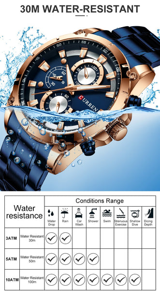 CURREN Men Watch Top Brand Luxury Fashion Quartz Men's Watches Steel Waterproof Wrist Watch Male Chronograph Relogio Masculino-kopara2trade.myshopify.com-