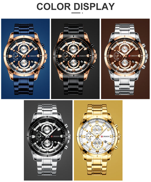 CURREN Men Watch Top Brand Luxury Fashion Quartz Men's Watches Steel Waterproof Wrist Watch Male Chronograph Relogio Masculino-kopara2trade.myshopify.com-