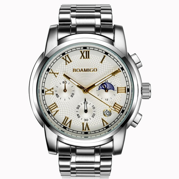 New Wristwatches Men Luxury Brand BOAMIGO Chronograph Men Sports Wristwatches Waterproof Full Steel Dress Fashion Quartz Men's Wristwatch-kopara2trade.myshopify.com-