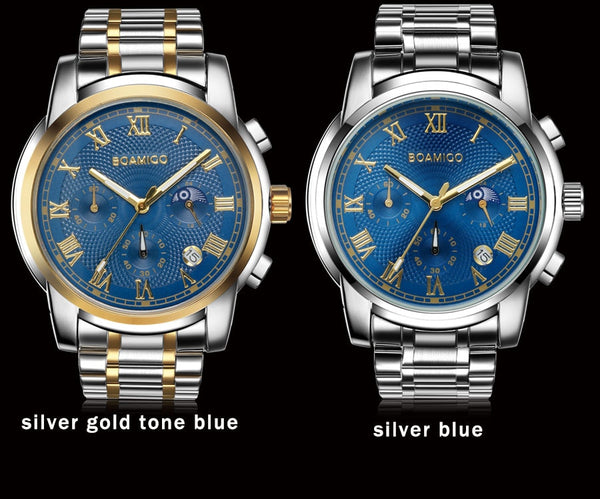 New Wristwatches Men Luxury Brand BOAMIGO Chronograph Men Sports Wristwatches Waterproof Full Steel Dress Fashion Quartz Men's Wristwatch-kopara2trade.myshopify.com-