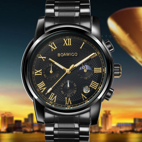 New Wristwatches Men Luxury Brand BOAMIGO Chronograph Men Sports Wristwatches Waterproof Full Steel Dress Fashion Quartz Men's Wristwatch-kopara2trade.myshopify.com-