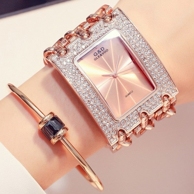 Gold/ Rose Gold / Silver Strap Watch Women Luxury Brand Hot Ladies Wristwatches Full Stainless Steel Rhinestone Quartz Watch-kopara2trade.myshopify.com-