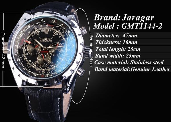 Jaragar Automatic Mechanical Calendar Sport Watches Pilot Design Men’s Wrist Watch Top Brand Luxury Fashion Male Watch Leather-kopara2trade.myshopify.com-