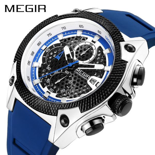 MEGIR Men Sport Wristwatch  Blue Silicone Strap Mens Wristwatches Top Brand Luxury Luminous Waterproof Quartz Wristwatch Man-kopara2trade.myshopify.com-