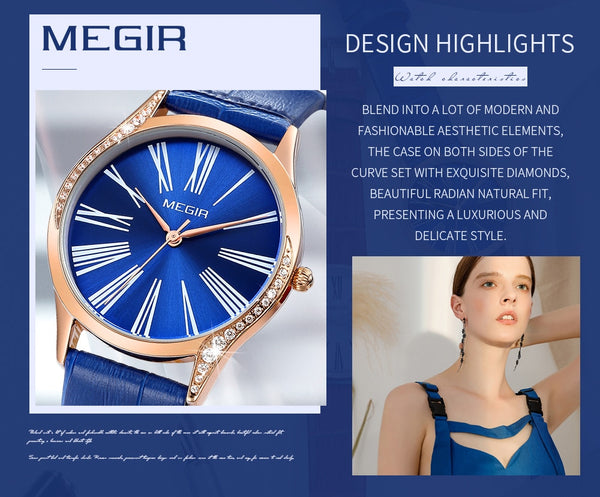 MEGIR Women Wristwatch Top Luxury Brand Fashion Ladies Quartz Wrist Wristwatch Casual Leather Waterproof-kopara2trade.myshopify.com-